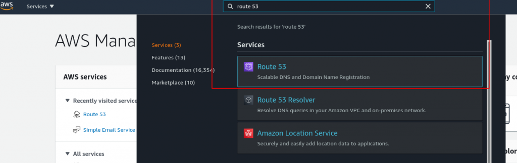 aws console route 53