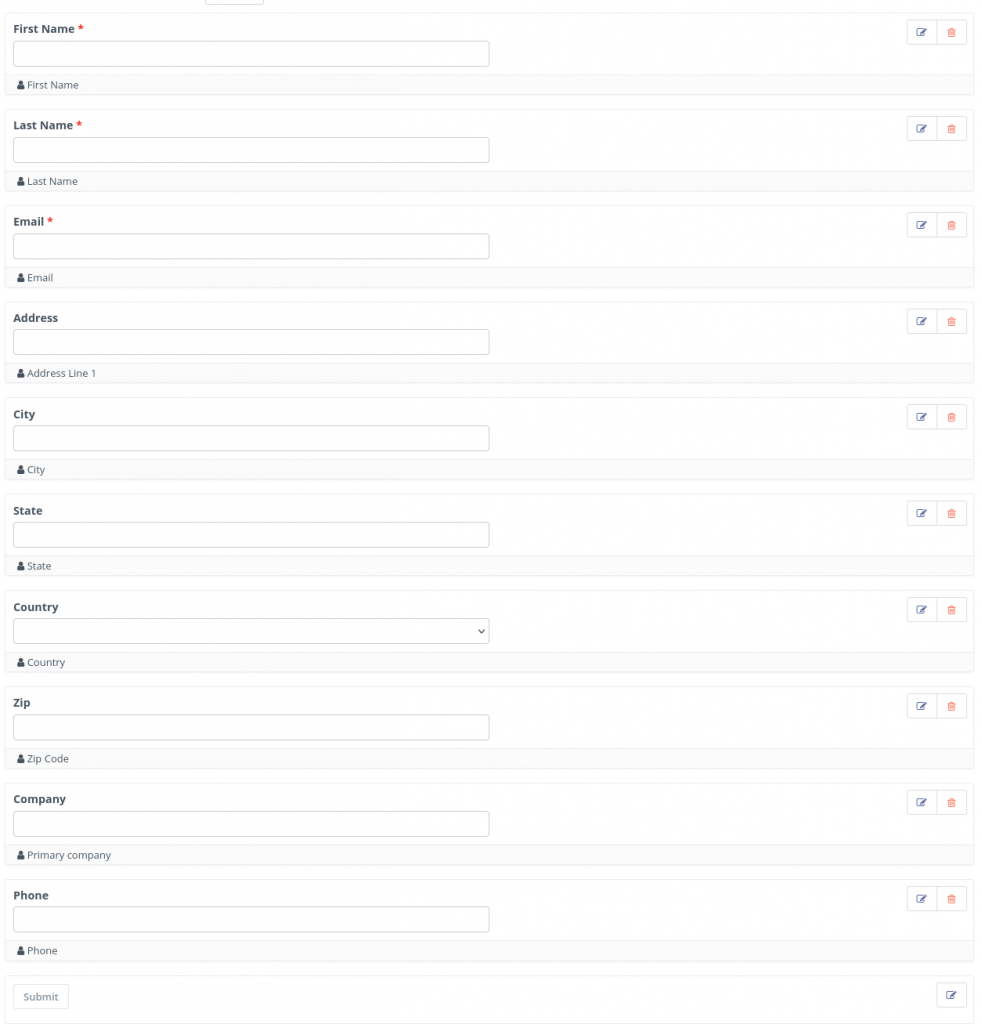 mautic multi step form field list