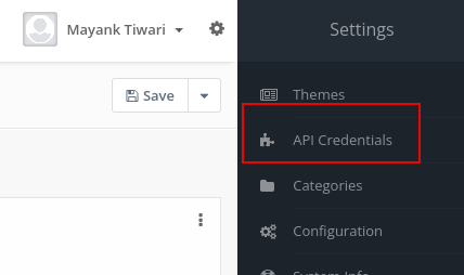 mautic api credentials menu