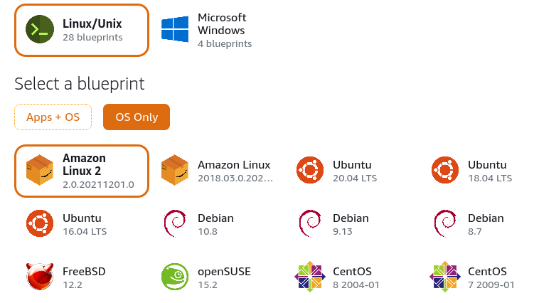 available linux instances