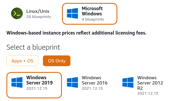 available windows Instance
